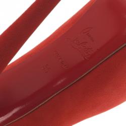 مملوكة مسبقًا حذاء كريستيان لوبوتان دافوديل جلد سويدي أحمر نعل سميك مقاس 35