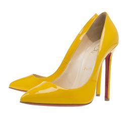 Pre Owned Christian Louboutin Yellow Patent Pigalle Pumps Size 39.5