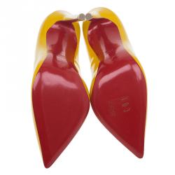 Pre Owned Christian Louboutin Yellow Patent Pigalle Pumps Size 39.5