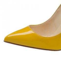 Pre Owned Christian Louboutin Yellow Patent Pigalle Pumps Size 39.5