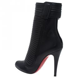 Pre Owned Christian Louboutin Black Lambskin Ankle Boots Size 39