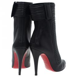Pre Owned Christian Louboutin Black Lambskin Ankle Boots Size 39
