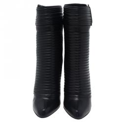 Pre Owned Christian Louboutin Black Lambskin Ankle Boots Size 39