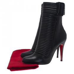 Pre Owned Christian Louboutin Black Lambskin Ankle Boots Size 39