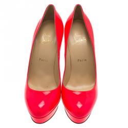Pre Owned Christian Louboutin Neon Pink Patent Bianca Platform Pumps Size 39