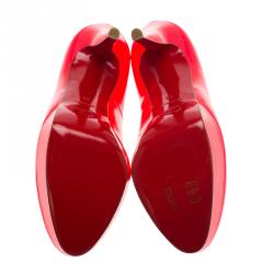 Pre Owned Christian Louboutin Neon Pink Patent Bianca Platform Pumps Size 39