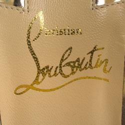 Pre Owned صندل كريستيان لوبوتان بيكي بايك جلد ذهبي مرصع مقاس 37.5