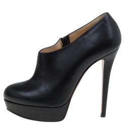 Pre Owned Christian Louboutin Black Leather Miss  Ankle Boots Size 39