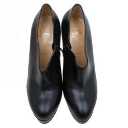 Pre Owned Christian Louboutin Black Leather Miss  Ankle Boots Size 39