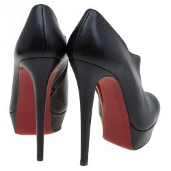 Pre Owned Christian Louboutin Black Leather Miss  Ankle Boots Size 39
