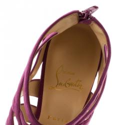 Pre Owned Christian Louboutin Purple Suede Balota Strappy Platform Sandals Size 38