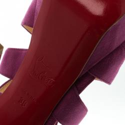 Pre Owned Christian Louboutin Purple Suede Balota Strappy Platform Sandals Size 38