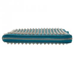 Pre Owned Christian Louboutin Teal Spiked Leather Cris iPad Case  