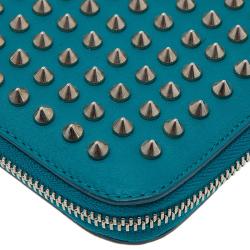 Pre Owned Christian Louboutin Teal Spiked Leather Cris iPad Case  