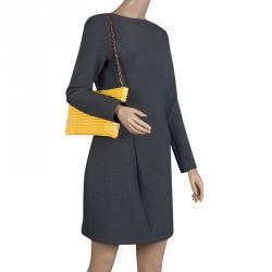 Christian Louboutin Yellow Patent Leather Studded Loubiposh Clutch 