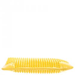 Christian Louboutin Yellow Patent Leather Studded Loubiposh Clutch 