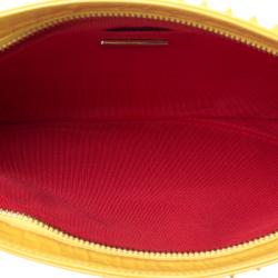 Christian Louboutin Yellow Patent Leather Studded Loubiposh Clutch 