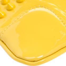 Christian Louboutin Yellow Patent Leather Studded Loubiposh Clutch 