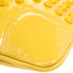 Christian Louboutin Yellow Patent Leather Studded Loubiposh Clutch 