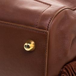 Pre Owned Christian Louboutin Brown Leather Justine Fringed Hobo