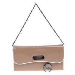 Christian Louboutin Beige Patent Leather Riviera Clutch