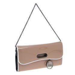 Christian Louboutin Beige Patent Leather Riviera Clutch