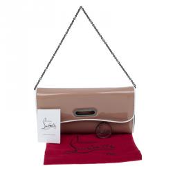 Christian Louboutin Beige Patent Leather Riviera Clutch