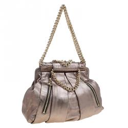 Christian Louboutin Bronze Pleated Leather Loubinette Hobo