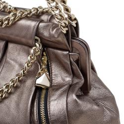 Christian Louboutin Bronze Pleated Leather Loubinette Hobo