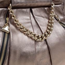 Christian Louboutin Bronze Pleated Leather Loubinette Hobo