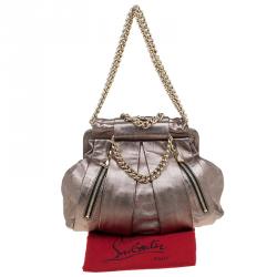 Christian Louboutin Bronze Pleated Leather Loubinette Hobo