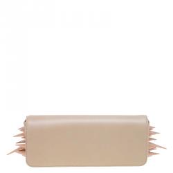 Christian Louboutin Beige Leather Marquise Spiked Clutch