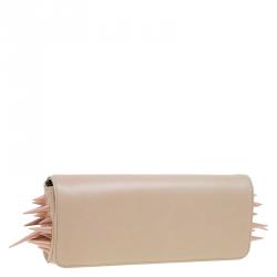 Christian Louboutin Beige Leather Marquise Spiked Clutch