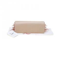 Christian Louboutin Beige Leather Marquise Spiked Clutch