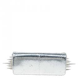 Christian Louboutin Silver Python Marquise Spiked Clutch