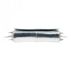 Christian Louboutin Silver Python Marquise Spiked Clutch