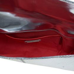 Christian Louboutin Silver Python Marquise Spiked Clutch