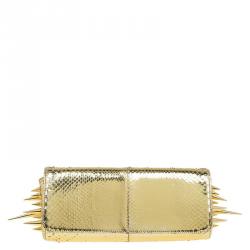 Christian Louboutin Gold Python Marquise Spiked Clutch