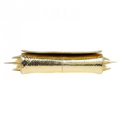 Christian Louboutin Gold Python Marquise Spiked Clutch