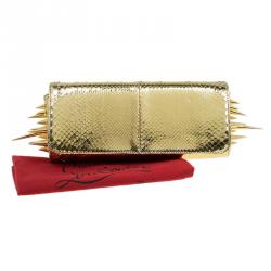 Christian Louboutin Gold Python Marquise Spiked Clutch