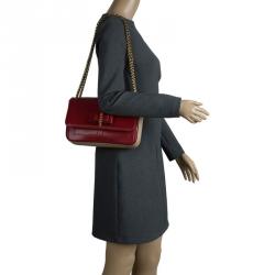 Christian Louboutin Red/Beige Leather Sweet Charity Shoulder Bag