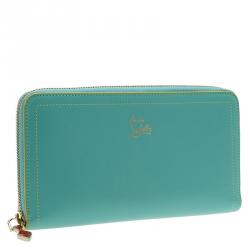 Christian Louboutin Turquoise Leather Zip Around Agenda Wallet