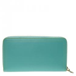 Christian Louboutin Turquoise Leather Zip Around Agenda Wallet