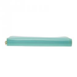 Christian Louboutin Turquoise Leather Zip Around Agenda Wallet