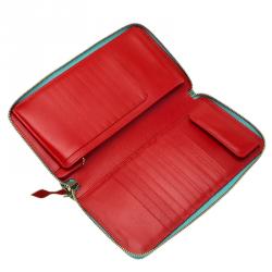 Christian Louboutin Turquoise Leather Zip Around Agenda Wallet