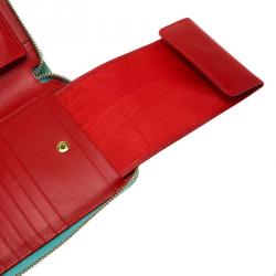 Christian Louboutin Turquoise Leather Zip Around Agenda Wallet