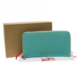 Christian Louboutin Turquoise Leather Zip Around Agenda Wallet