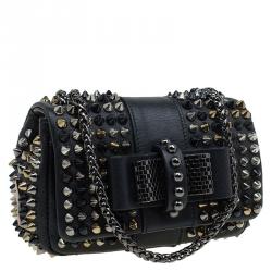 Christian Louboutin Black Leather Spike Sweet Charity Mini Crossbody Bag