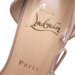 Pre Owned Christian Louboutin Beige Leather Delico  Peep Toe D'orsay Pumps Size 38.5