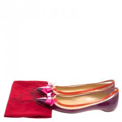 Pre Owned حذاء فلات كريستيان لوبوتان ساسبيندو جلد لامع ثلاثي اللون وPVC مقاس 37